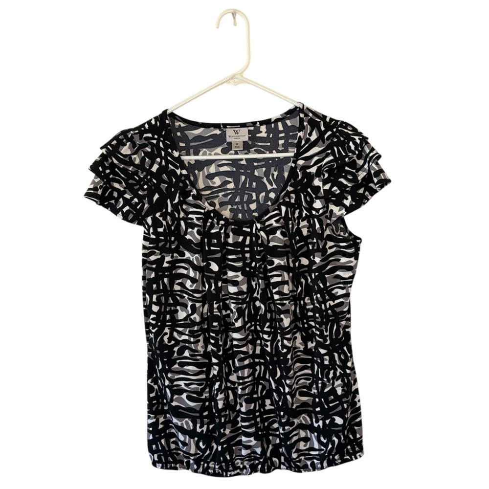 NAME YOUR PRICE • Worthington Black and White Abstract Scoop Neck Top Blouse